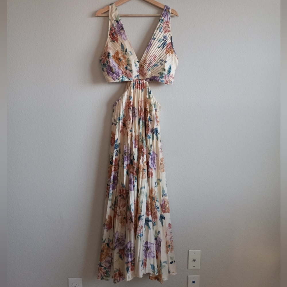 Abercrombie & Fitch Giselle Satin Pleated Floral Maxi Dress XL - Picture 7 of 16